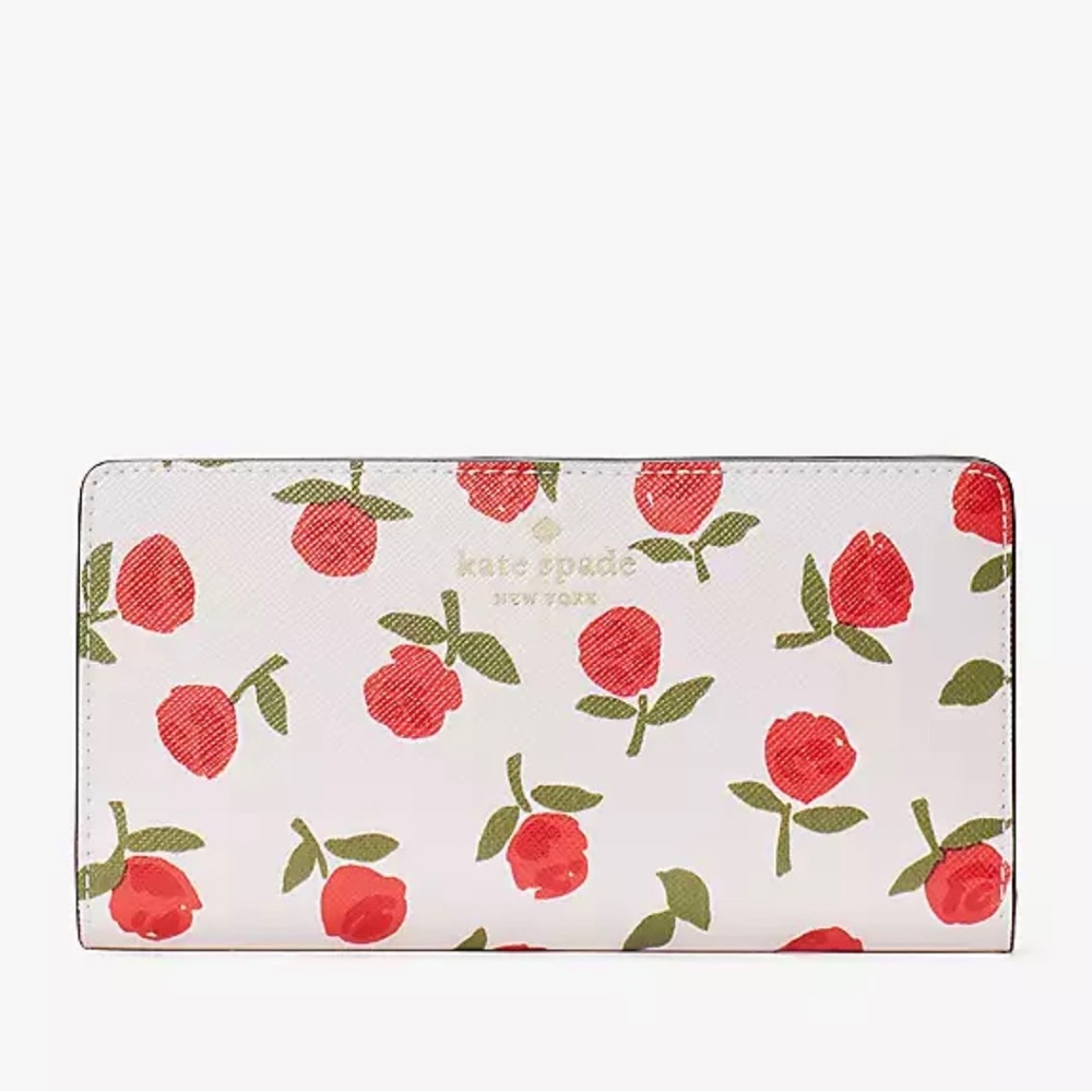 NWT Kate Spade ♠️ Dana Large Slim Bifold Wallet / Festive Rosette